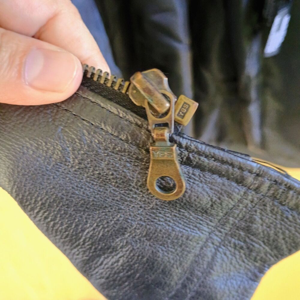 Genuine Leather Hooded Jacket Vintage Real Leather Parka Coat Drawstring Waist M - Picture 11 of 16